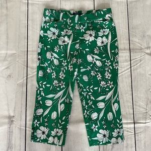 Women's Large Capri Pants Green with white flowers by Verve blues